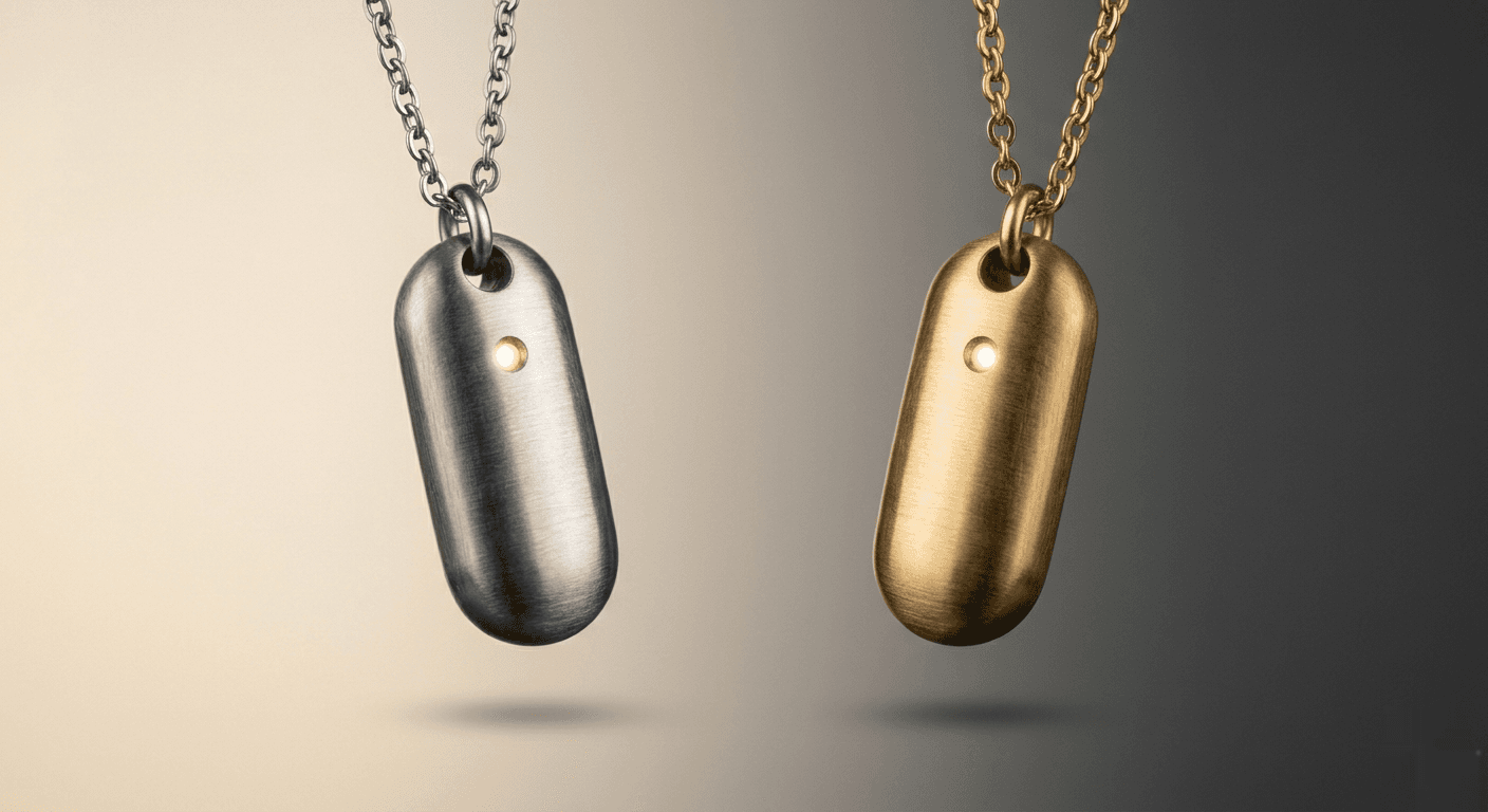 Anticipy pendant. Silver and gold colorways side by side.